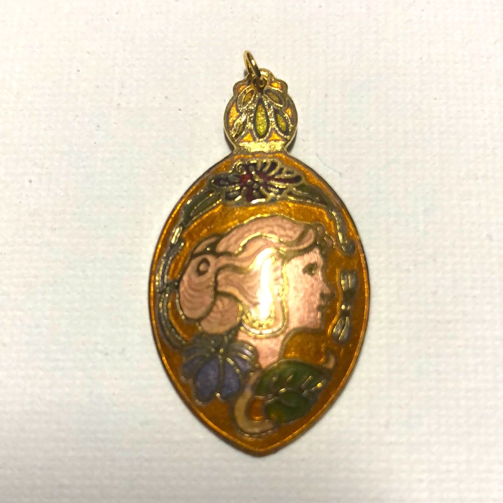 Cloisonné Greek Profile Pendant Charm